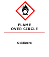 Flame over circle physical hazard label - Chemscape
